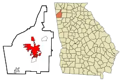 Location in Floyd County and the state of Georgia