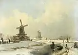 Andreas Schelfhout (1869): Winterlandscape with two windmills, private collection.