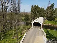 A view of the bridge from the air