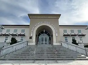 Photograph of Fort Bragg High School's main entrance on Dana Street