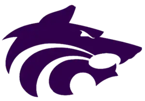 Official logo of Fort Bragg High School, an abstract representation of a wolf's head in the school's official shade of purple