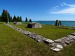 View of the remains of the foundation of the blockhouse at Fort St. Joseph