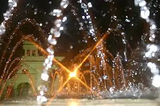 The fountain at the Central Plaza of Guaynabo at night