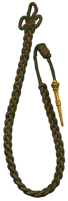 Red and Green woven citation cord with brass tip