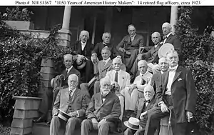 Bayley is second from the left in the back row in this photograph of 13 retired U.S. Navy and U.S. Marine Corps flag officers taken ca. 1923.