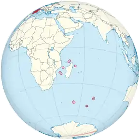 Location of the French Southern and Antarctic Lands in the Indian Ocean