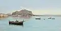 Fishermen before the Monte Pellegrino in Palermo