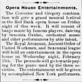 Frank Converse and George W. Gregory put on a show, advertisement, February 1891