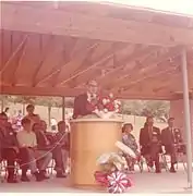 Frank Pellegrino giving opening ceremony park dedication speech.