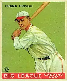 Frankie Frisch's Goudey card.  Elected to the Hall of Fame in 1947, Frisch guided the Cardinals for six seasons and .564 winning percentage, leading them to the 1934 World Series title.