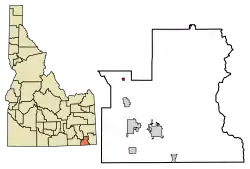 Location of Oxford in Franklin County, Idaho.