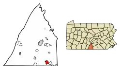 Location of Waynesboro in Franklin County, Pennsylvania