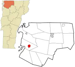 Location in Franklin County and the state of Vermont.