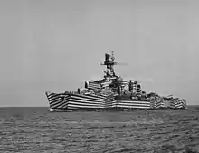 French cruiser Gloire in dazzle camouflage, Naples 1944