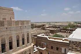 Houses in traditional style, look from an elevated perspective