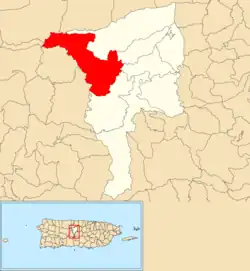 Location of Frontón within the municipality of Ciales shown in red