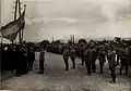 Emperor Charles I in front of the Hungarian flag, 1917