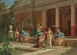 Fruit seller in the courtyard of a Pompeian Villa, 1876