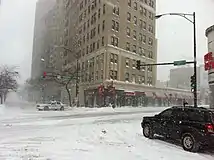 Fullerton Ave. and Clark St. blocked by the Chicago Police during the storm