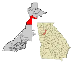 Location in Fulton County and the state of Georgia