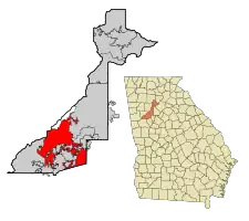 Location in Fulton County and the state of Georgia