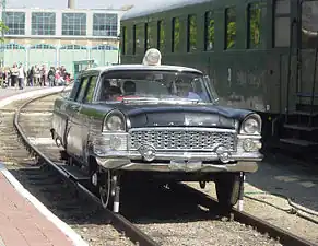 Russian GAZ-13 Chaika car converted to a speeder, preserved at the Hungarian Railway Museum