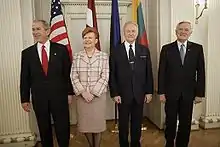 Image 35George W. Bush, Vaira Vīķe-Freiberga, Arnold Rüütel, and Valdas Adamkus in Riga, May 7, 2005. (from History of Latvia)