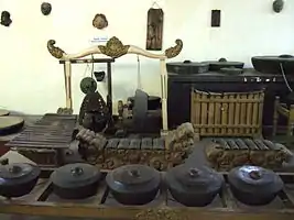 A gamelan laras slendro Si Ketuyung (sacred gamelan), a set of gamelan instruments made in 1748, a legacy of Sultan Sepuh IV, Keraton Kasepuhan, Cirebon, Indonesia