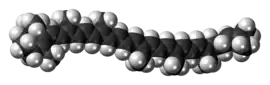 Space-filling model of the γ-carotene molecule