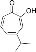 Hinokitiol – composed of cycloheptatriene ring, isopropyl, carbonyl and hydroxy groups (isopropyl cycloheptatrienolone).