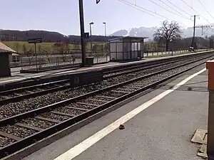 Double-track railway line with side platforms