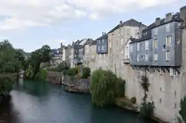 Oriel windows with brackets in Oloron-Sainte-Marie, France