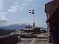 Gaztelugatxe, with Flag of Basque Country