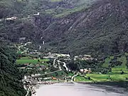 View of the village of Geiranger