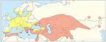 Map of the distribution of both naturally occurring and introduced tulips