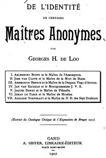 Extract of Hulin de Loo's critical catalog with his anonymous master identifications