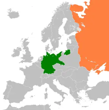 Map indicating locations of Weimar Republic and Soviet Union