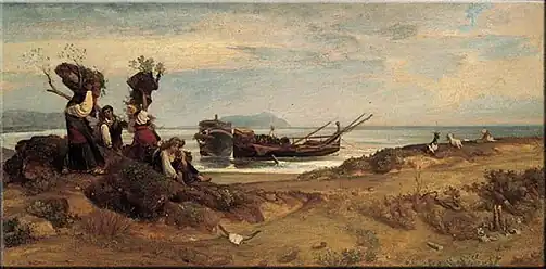 Women Loading Wood in Porto d'Anzio, 1850–52