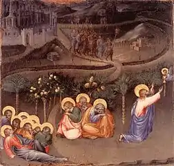 Christ in the Garden of Gethsemane (1430–35) tempera on wood (29 cm x 30 cm) Pinacoteca Vaticana