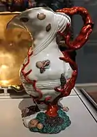 Ewer with coral and seashells, with the gilded interior of its basin behind, c. 1745