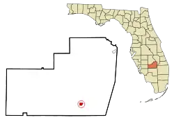 Location in Glades County and the state of Florida