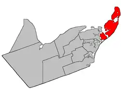 Location within Gloucester County, New Brunswick