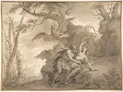 Illustrations to the Metamorphoses of Ovid, Mercury Rescuing Io from Argus by Godfried Maes (1664 - 1700)