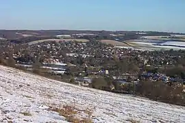 The Goring Gap seen from Lardon Chase on a snowy January day