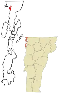 Location in Grand Isle County and the state of Vermont.