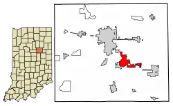 Location of Gas City in Grant County, Indiana.