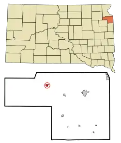 Location in Grant County and the state of South Dakota