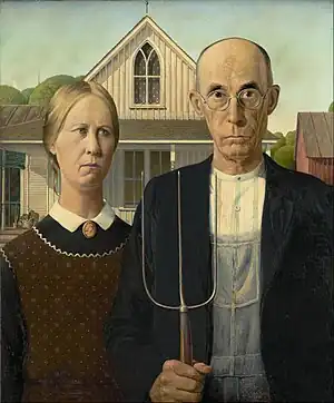 American Gothic by Grant Wood; one of the most familiar images in 20th-century American art.