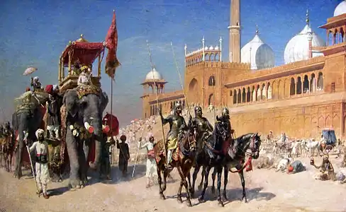 Great Mogul And His Court Returning From The Great Mosque At Delhi by Edwin Lord Weeks