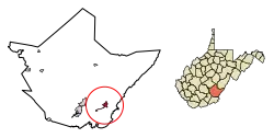 Location of White Sulphur Springs in Greenbrier County, West Virginia